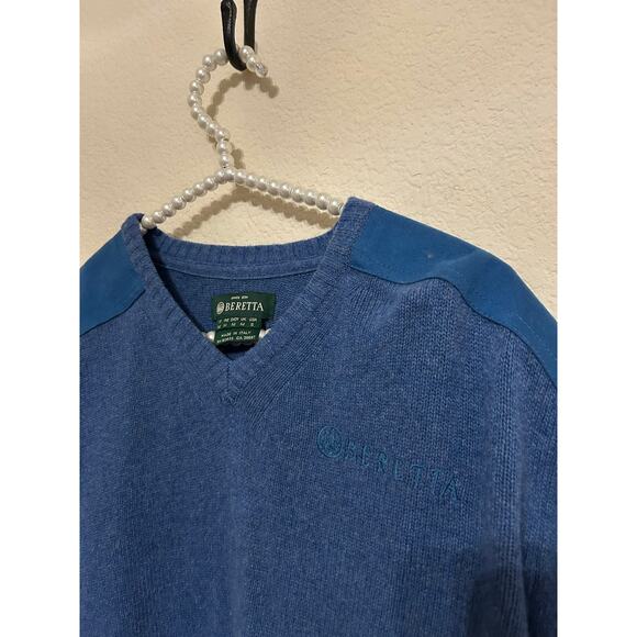 Beretta Wool Sweater Mens Size Small Blue Knit Pullover Jumper Made in Italy - Picture 8 of 12